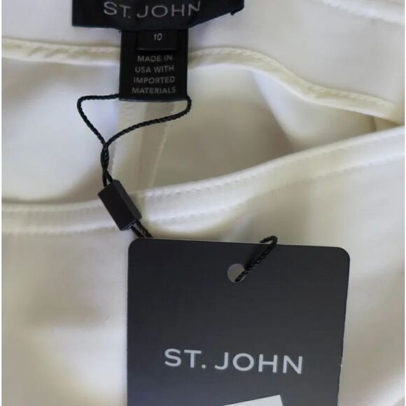 ST.JOHN Audrey Cream Stretch Pants Size 10 NWT $595 - Picture 2 of 11